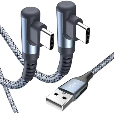 USB C Cable 90 Degree 2m - 2 Pack Right Angle Charging