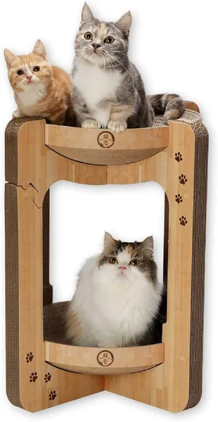 Necoichi Scratching Bowl Tower for Cats, XL, Light Brown (6% Off)