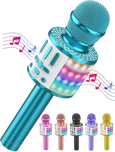 Microphone sans fil avec lumières, micro Bluetooth pour karaoké pour enfants et adultes - KTV maison