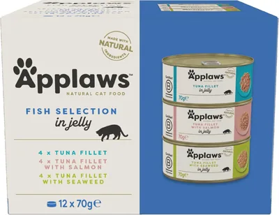 Applaws Natural Wet Cat Food Fish Selection en Gelatina (Paquete de 12 x 70g Latas)