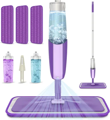 Mopa con Pulverizador, Mops de Limpieza de Suelo con 3 Almohadillas | 2 Botellas Refillables, Mopa Microfibra para Hogar e Industria