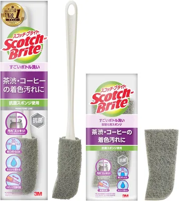 3M Scotch-Brite Amazing Bottle Cleaner, Bottle Sponge, Brush Cleaner for Bottles/Tumblers, Grey, Pro