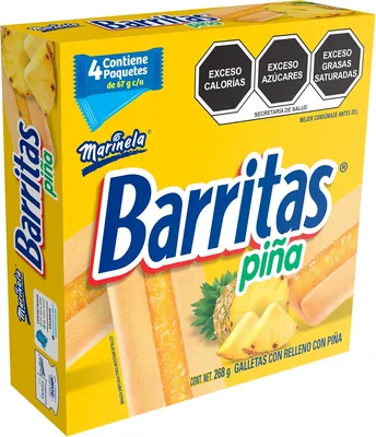 Marinela Barritas de Piña, 4 piezas, 268g, Oferta 24% Descuento