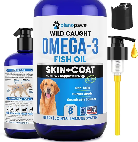 Omega 3 Fish Oil for Dogs - Liquid Fish Oil Supplement - Supports Skin & Coat, Joint Function & Overall Wellness - Easy to Serve - for All Breeds & Ages