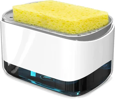 RUFCRIL Soap Pump Dispenser & Sponge Holder, 12oz Dish Soap for Kitchen