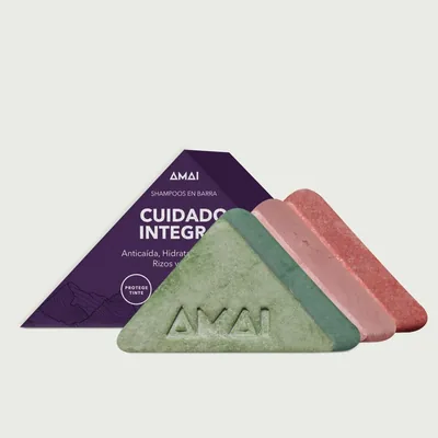 Shampoo en Barra AMAI Natural - Hidratante, Anticaída y Rizos Definidos - 3 Barras Sólidas Veganas, Sin Sulfatos, Ecológico. ¡Mejor Precio!