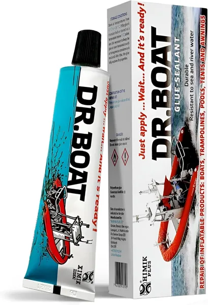 Dr Boat Heavy Duty Repair Kit for Boat Kayak, Canoe, Tent, Inflatables, Swimming Pool, Hot Tub - LIQUID PATCH Resistant to Fresh and Salt Water UV-Resistant Long-lasting (40g)