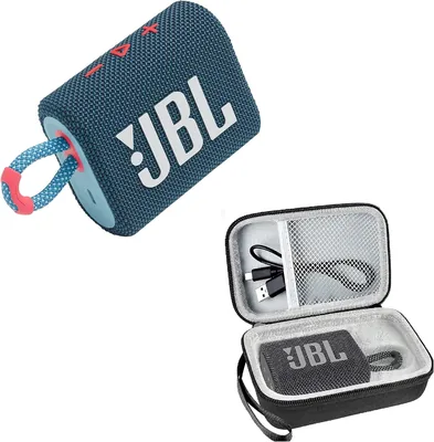 JBL Go 3 Portable Bluetooth Speaker - Blue Pink Bundle