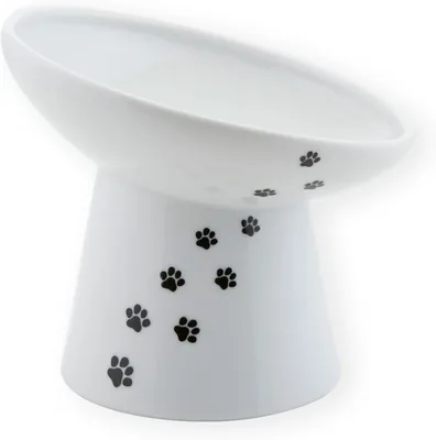 necoichi Happy Dining Cat Foods Bowl with Legs Diagonal Type, Cat Pattern, Anti-Slip Silicone