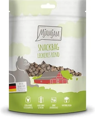 MjAMjAM - Premium Katensnack - Zakje - Heerlijk Rundvlees, Pak van 1 (1 x 125 g), Natuurlijk zonder synthetische bewaarmiddelen