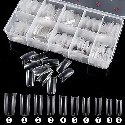 Nägelpips, 500 stk. Acryl Artifical Nägel Transparent Französische Falznegel Medlemspaket för Studier