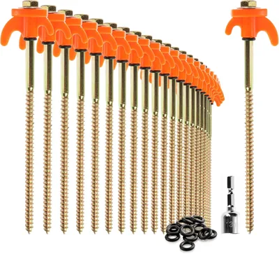 COM-FOUR® 24x Tentspjälar - Ståla ställar med drad och tötsbärare - Steggrusnade spjälar för kamp & utomhus