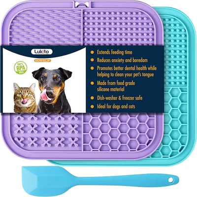 LUKITO Dog Cat Lick Mat 2 Pack Suction Cup Anxiety Relief Toys