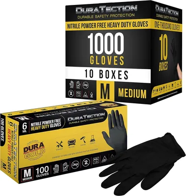 Dura-Gold Heavy Duty Black Nitrile Gloves, 6 Mil