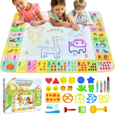 Matraca para Pintura con Agua, Tablero Mágico Reutilizable 120 x 90 cm - Juguete Educativo para Niños de 2 a 6 Años, Resistente a Tinta y Manchas