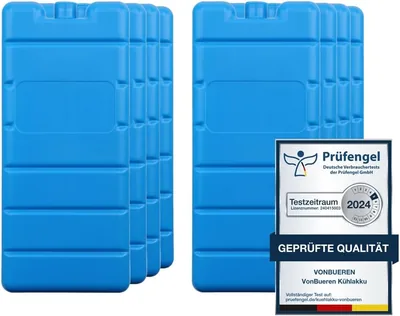 Ice Pack VonBueren pour Sac Isolé | 8 Pack | Temps de Refroidissement jusqu'à 12 Heures | 7.5 x 16.5 x 2 cm | Plastique