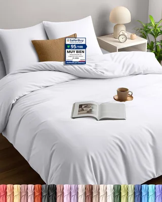 Cubierta de edredón Utopia Bedding para cama de 180x240 cm, blanca | Cubierta de 240x260 cm y 2 fundas de almohada de 65x65 cm, microfibra