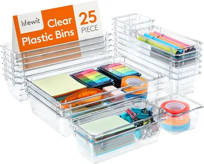 Organizer Set Lifewit 25 قطع - تخزين مكتبي ودرج واضح