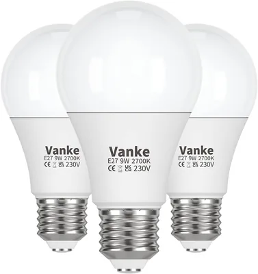 Vanke E27 LED Bulb Pack of 3 - 9W 60W Eq, 2700K Warm White - Best Deal