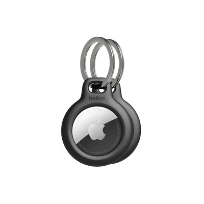 Belkin AirTag Beugel met Sleutelketting (Stabiele Bescherming voor Air Tag, Beschermt tegen Krassen) 2-Pack, Zwart - Best Deal