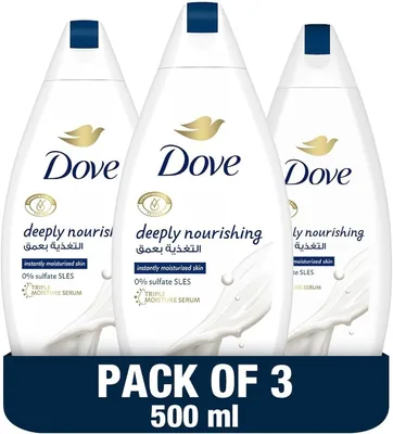 DOVE Deeply Nourishing Body Wash, 500ml x 3