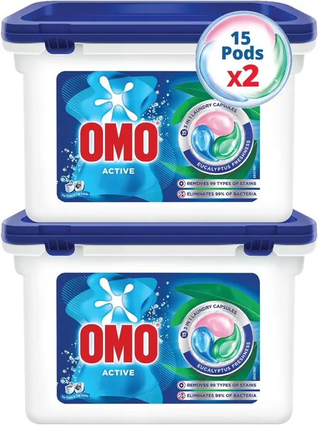 OMO 3in1 Laundry Capsules Eucalyptus Freshness 30 Capsules Removes 99 Types of Stains