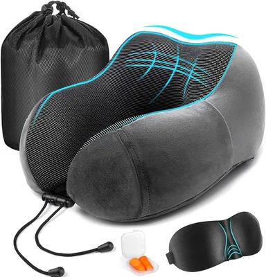 Almohada de Viaje Viscoelástica con Funda Transpirable - Mejor Precio