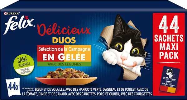 FELIX Delicious Campaign Sélections Duo pour Chats - 1x (44 x 85g) - Wet Cat Food en Gelée | Réduction 34%