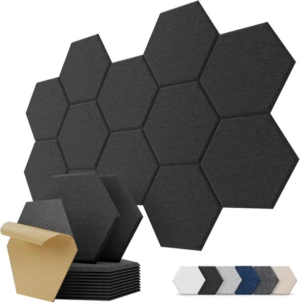 Panneau acoustique Kuchoow Hexagone Sticker, lot de 12 - Réduction de 5%