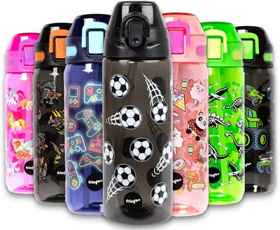 Fringoo 600ml Kids Water Bottle - Leakproof Straw Lid Best Deal
