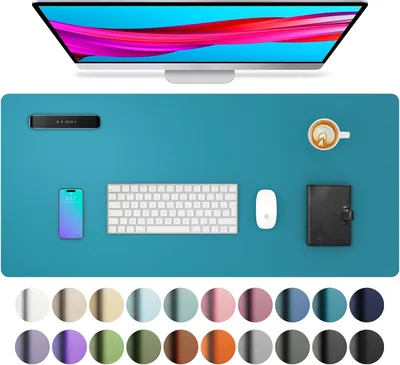 Pad de bureau imperméable Aothia, Pad de souris, 80cm x 40cm, Bleu Turquoise - Meilleure Offre