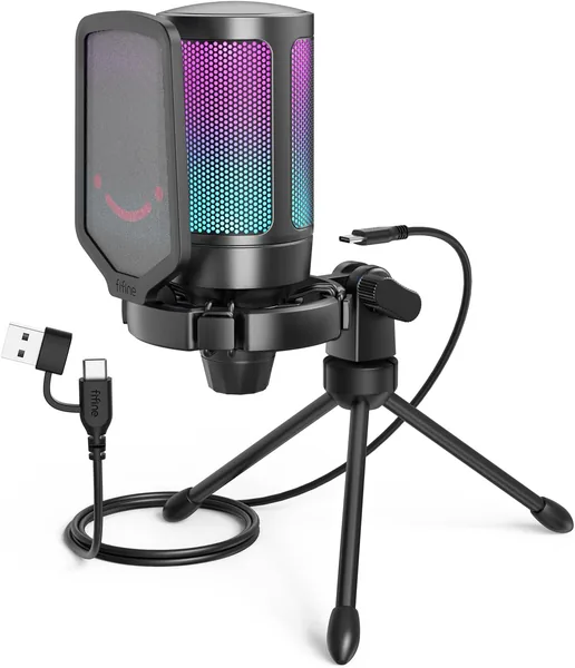 FIFINE Gaming USB Microphone for PC PS5