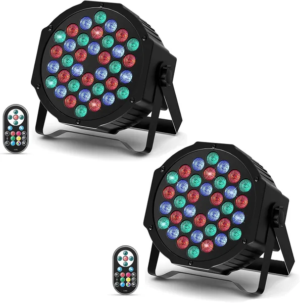 Éclairage de scène U'King 2 x Projecteur LED RGB avec activation sonore, 72 W, 36 LED - Meilleure Affaire