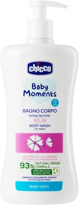Chicco Baby Moments Tears Free Relaxing Body Bath con Formula Naturale, 0+ Mesi - 500 ml | Sconto 65%