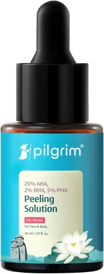 पिलग्रिम 25% AHA + 2% BHA + 5% PHA छूटने का समाधान - त्वचा के लिए निखार - 30ml | घर पर 10 मिनट का चेहरा | उन्नत छूटने वाला पेलिंग