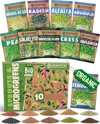 ZenGreens® - Organiska sprut och mikrogröns seedset - 10 stk | Sprutad och mikrogrod, sammanfattas inom få dagar, hela året