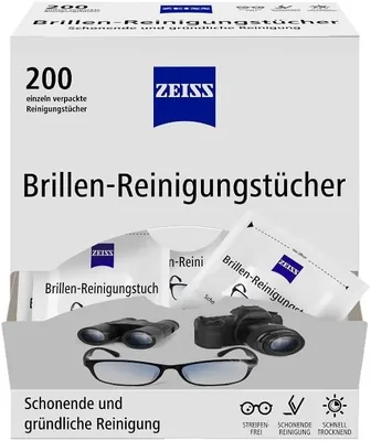 Zeiss Glassväska 200 stk med alkohol - Gentligt och exakt rengörelse av glasögonlensar