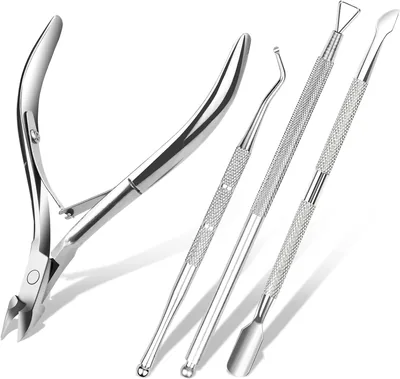 ACWOO Coupe-cuticules 4 en 1 avec Outil de Manucure Poussoir à Cuticules Ciseaux à Ongles en Acier Inoxydable