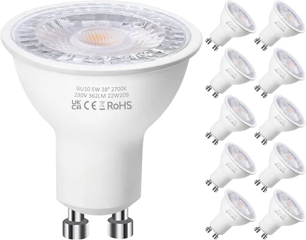 Levidon GU10 LED Bulbs, Warm White 2700K, 5W LED GU10 Spotlight Bulb