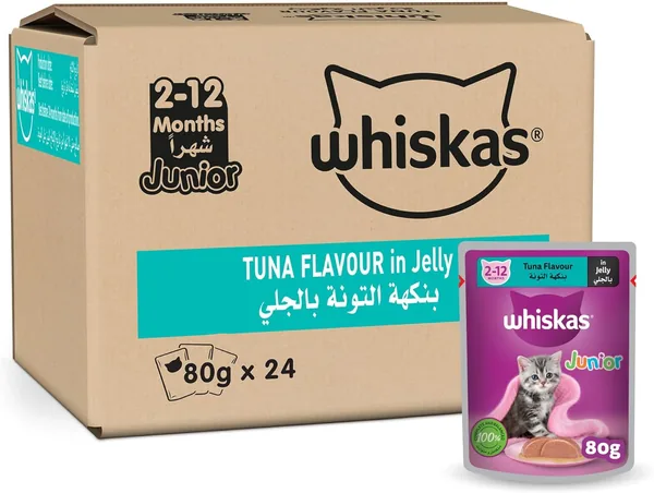 Whiskas Junior Wet Cat Eat Tuna in Jelly Pack of 24 x 80g