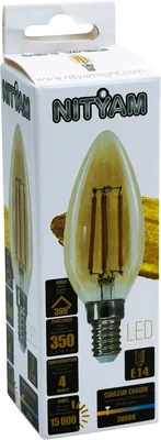 NITYAM LED Filament Candle 4W 350 Lumen E14 Amber Warm White 3000K 360° Best Deal