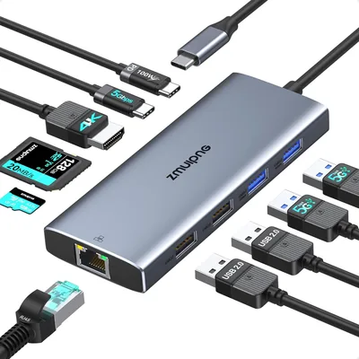 USB C Hub 10 Port Adapter - Ethernet HDMI