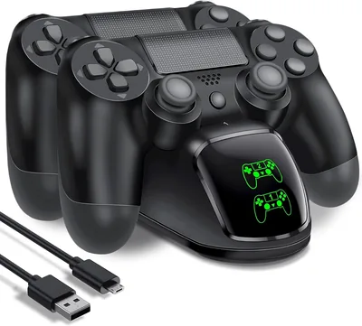 محطة شحن PS4 مع الكابل، شاحن سريع 1.8 ساعة لـ بلايستيشن 4، بديل للتحكم عن بعد 4