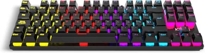 KROM KASIC TKL - Teclado Mecánico de Juego RGB sin Teclas Accidentes con Layout en Español, Conmutadores Rojos, Iluminación de Arcoíris, 25 Anti-Ghos. Mejor Oferta