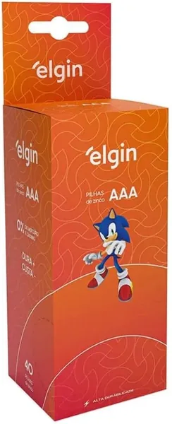 Caixa de Pilha AAA com 40 unidades Elgin Palito - Tubo, Zinco - 22% Off
