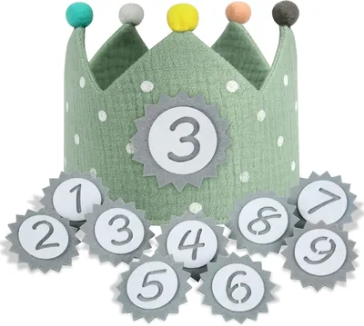 URAQT Kinder Geburtstagskrone, Stoff-Geburtstagskrone für Jungen und Mädchen mit 'Happy Birthday' Banner und Inte