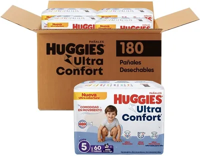 Huggies UltraConfort Pañal Desechable para Bebé, Etapa 5 Niño, 180 Piezas, 19% Off