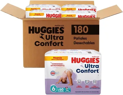 HUGGIES UltraConfort Pañal Desechable para Bebé, Etapa 6, Niña, Caja con 180 Piezas, 18% Off