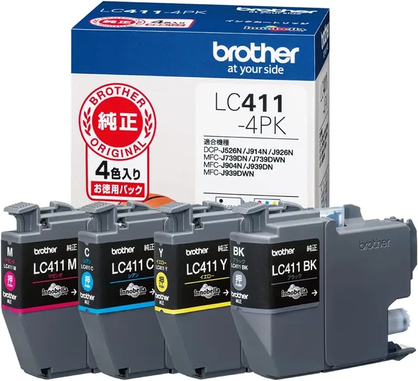 Brother Industries LC411-4PK-E Ink Cartridge, 4 Color Pack (Eco Packaging)