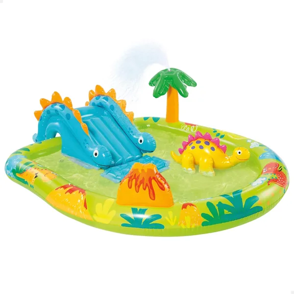 INTEX 57166 Inflatable Kids Swimming Pool with Water Disperser and Dinosaur Slide
